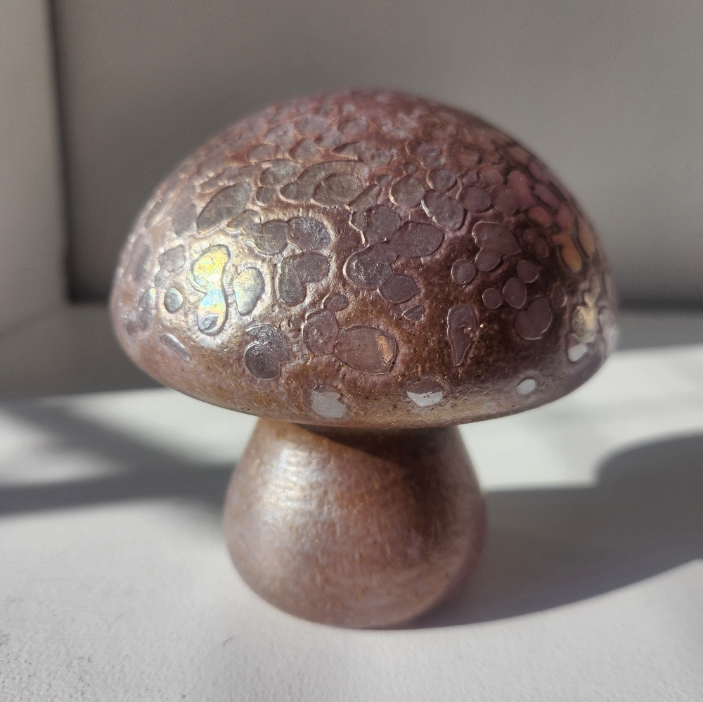 Iridescent mushroom accent decor stone